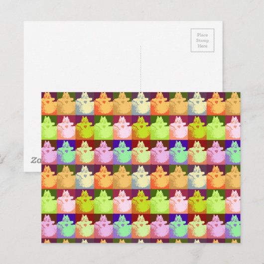 Pop Art Snow Kitty Postkarte (Vorne/Hinten)
