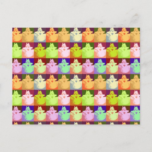 Pop Art Snow Kitty Postkarte (Vorderseite)