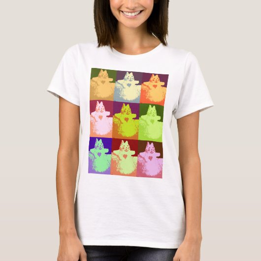 Pop Art Snow Kitty Shirt (Vorderseite)