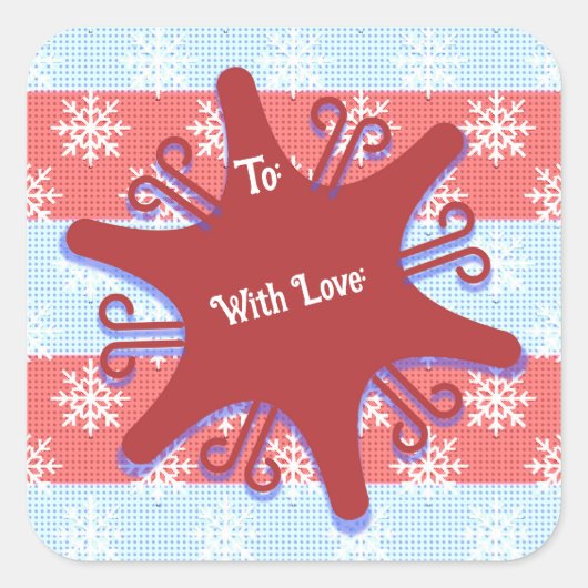 Pop Art Snowflags Weihnachten bis Mitternacht Quadratischer Aufkleber (Vorderseite)