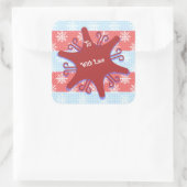 Pop Art Snowflags Weihnachten bis Mitternacht Quadratischer Aufkleber (Tasche)