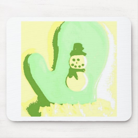 Pop Art Snowman Mitten Mousepad (Vorne)