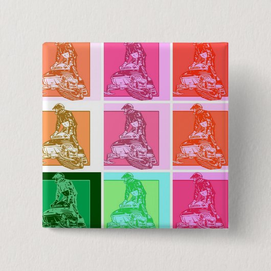Pop Art Snowmobile Button (Vorderseite)