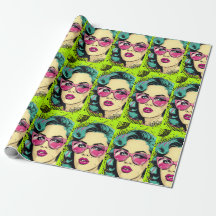 Pop Art Softball Wrapping Paper