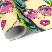 Pop Art Softball Wrapping Paper Geschenkpapier (Rolleneckpunkt)