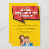 Pop Art Speech Bubble Surprise Birthday Party Einladung (Vorne/Hinten)