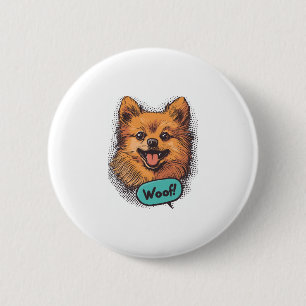 Pop Art Spitz � Retro Comic Dog Button