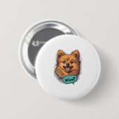 Pop Art Spitz � Retro Comic Dog Button (Vorne & Hinten)
