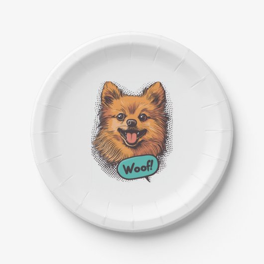 Pop Art Spitz � Retro Comic Dog Pappteller (Vorderseite)