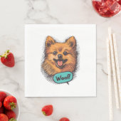 Pop Art Spitz - Retro Comic Dog Serviette (Beispiel)
