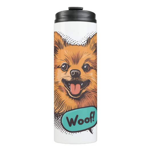 Pop Art Spitz - Retro Comic Dog Thermosbecher (Vorderseite)