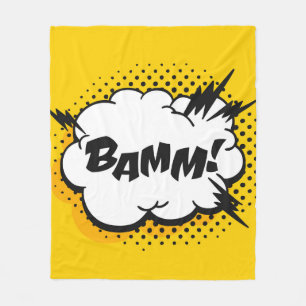 Pop-Art-Sprechblase zeichnend mit Text. Cartoon Fleecedecke