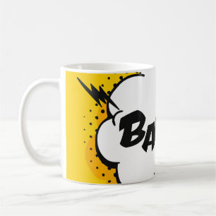 Pop-Art-Sprechblase zeichnend mit Text. Cartoon Kaffeetasse