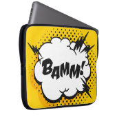 Pop-Art-Sprechblase zeichnend mit Text. Cartoon Laptopschutzhülle (Vorne Rechts)