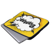 Pop-Art-Sprechblase zeichnend mit Text. Cartoon Laptopschutzhülle (Vorne Knopf)