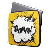 Pop-Art-Sprechblase zeichnend mit Text. Cartoon Laptopschutzhülle (Vorderseite Links)
