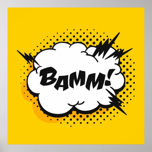 Pop-Art-Sprechblase zeichnend mit Text. Cartoon Poster (Vorne)