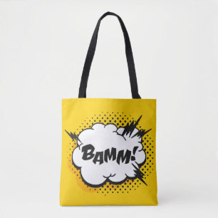 Pop-Art-Sprechblase zeichnend mit Text. Cartoon Tasche