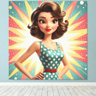 Pop-Art-Star - 3D-Vintage-Cartoon Leinwanddruck
