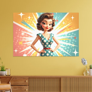 Pop Art Star - 3D Vintager Cartoon Leinwanddruck