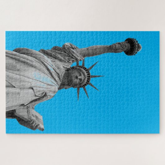 Pop Art Statue of Liberty Blue Gray New York Puzzle (Horizontal)