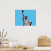 Pop Art Statue of Liberty Blue Greyscale New York Poster (Küche)