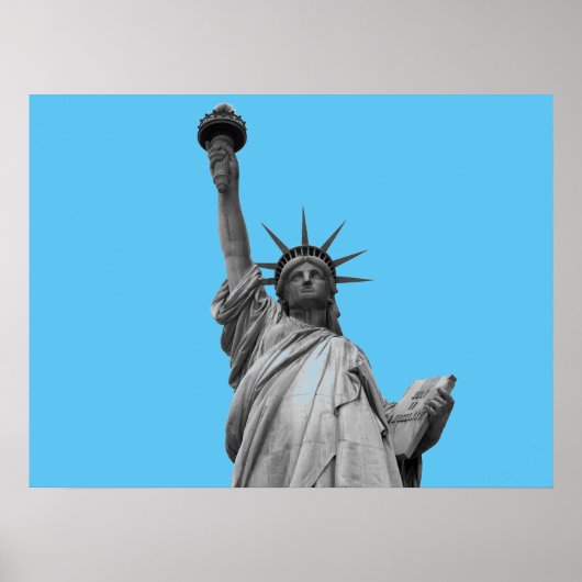Pop Art Statue of Liberty Blue Greyscale New York Poster (Vorne)