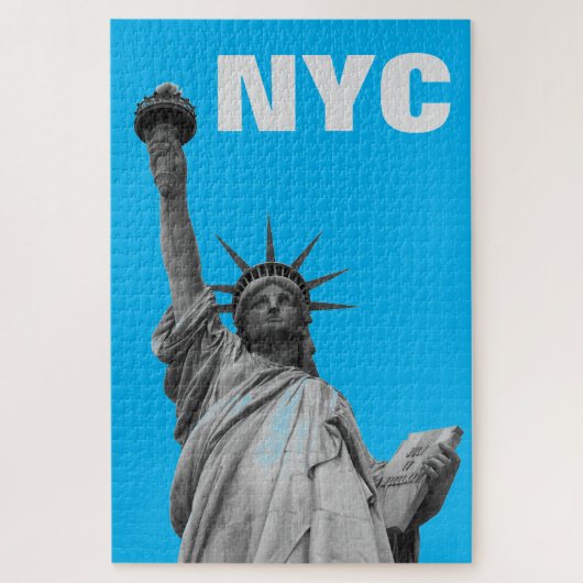 Pop Art Statue of Liberty Blue New York City Puzzle (Vertikal)