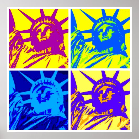Pop Art Statue of Liberty Four Color Poster (Vorne)