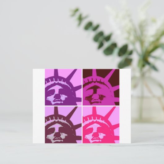 Pop Art Statue of Liberty Postkarte (Stehend Vorderseite)