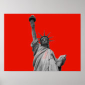 Pop Art Statue of Liberty Red Greyscale New York Poster (Vorne)
