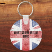 Pop-Art Stil Union Jack Design. Text anpassen Schlüsselanhänger (Vorderseite)
