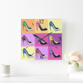 Pop Art Stiletto Pumps / Schuhe / High Heels Squar Quadratische Wanduhr (Zuhause)