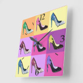 Pop Art Stiletto Pumps / Schuhe / High Heels Squar Quadratische Wanduhr (Winkel)