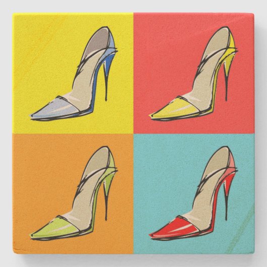 Pop Art Stilettos Stone Untersetzer, Mode Thema Steinuntersetzer (Vorderseite)