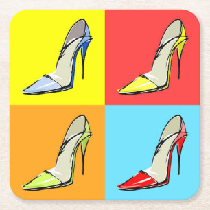 Pop Art Stilettos Verfügbarer Untersetzer, Mode si Rechteckiger Pappuntersetzer