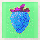 Pop Art Strawberry Blue Glasuntersetzer (Vorderseite)