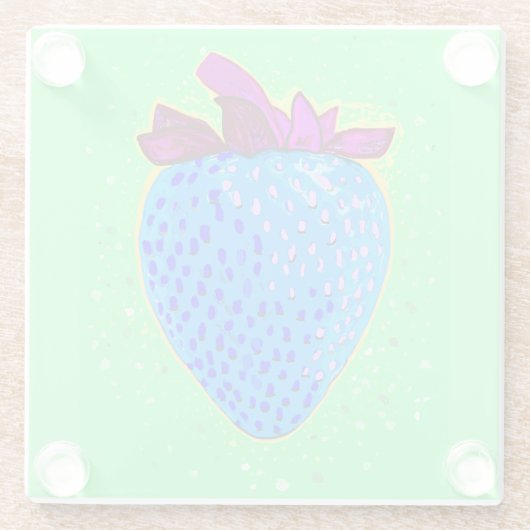 Pop Art Strawberry Blue Glasuntersetzer (Rückseite)
