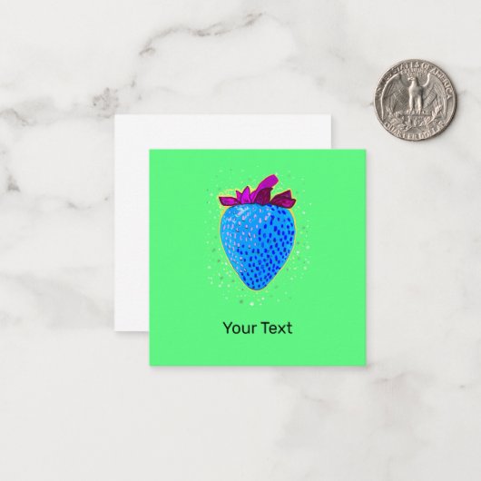 Pop Art Strawberry Blue Mitteilungskarte (Vorderseite/Rückseite Beispiel)