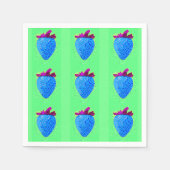 Pop Art Strawberry Blue Pattern Serviette (Vorderseite)