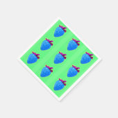 Pop Art Strawberry Blue Pattern Serviette (Ecke)