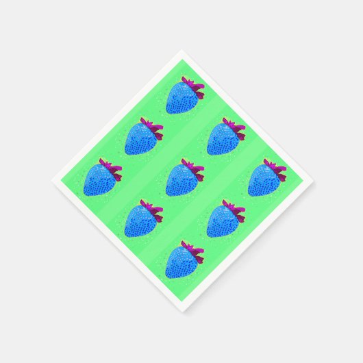 Pop Art Strawberry Blue Pattern Serviette (Ecke)