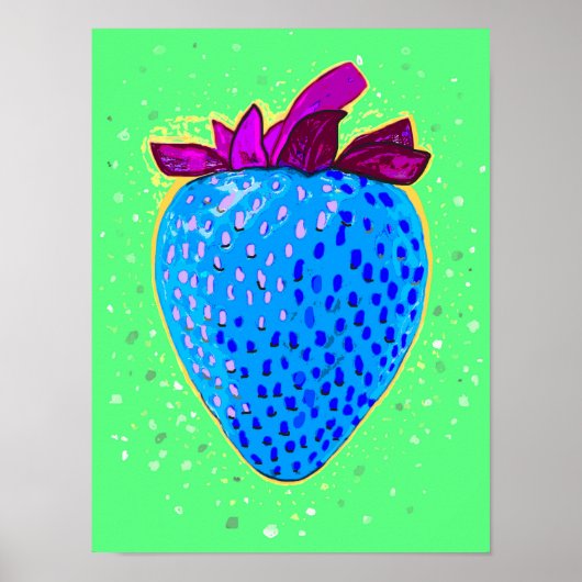 Pop Art Strawberry Blue Poster (Vorne)