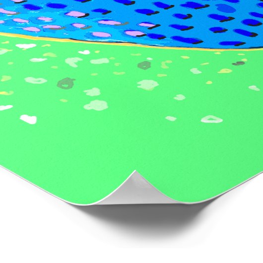 Pop Art Strawberry Blue Poster (Ecke)