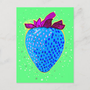Pop Art Strawberry Blue Postkarte