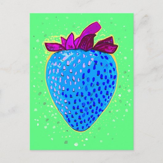 Pop Art Strawberry Blue Postkarte (Vorderseite)