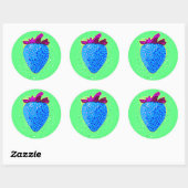 Pop Art Strawberry Blue Runder Aufkleber (Blatt)