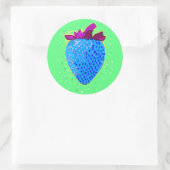 Pop Art Strawberry Blue Runder Aufkleber (Tasche)