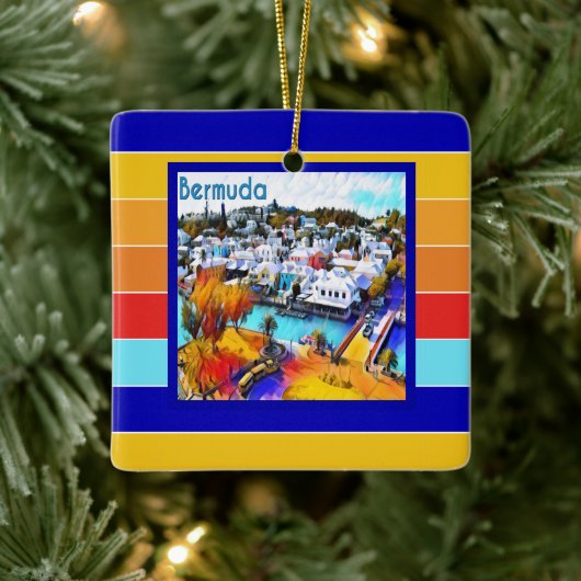Pop Art Stripes Bermuda Keramikornament (Baum)