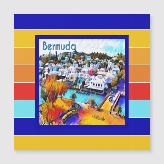 Pop Art Stripes Bermuda Magnetkarte (Vorderseite)